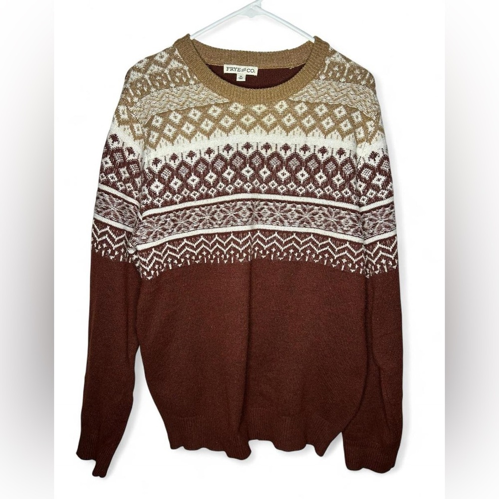 FRYE AND CO. Men's Sweater in Brown and Cream